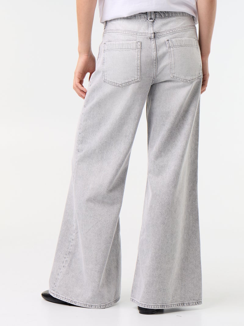 Wide leg jeans / ruimvallend model met opgestikte zakken Grijs - Kiabi
