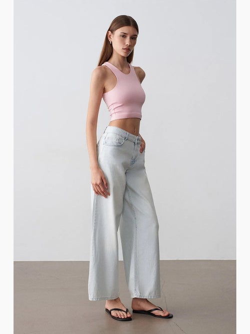 Wide-leg jeans van katoen-denim met lage taille dilvin - Kiabi Wide-leg jeans van katoen-denim met lage taille dilvin - Kiabi
