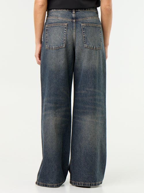 Wide leg jeans / wijde pasvorm met motief - Kiabi