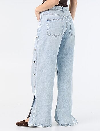 Wide leg jeans / wijde pasvorm met sierdrukknopen aan de zijkanten