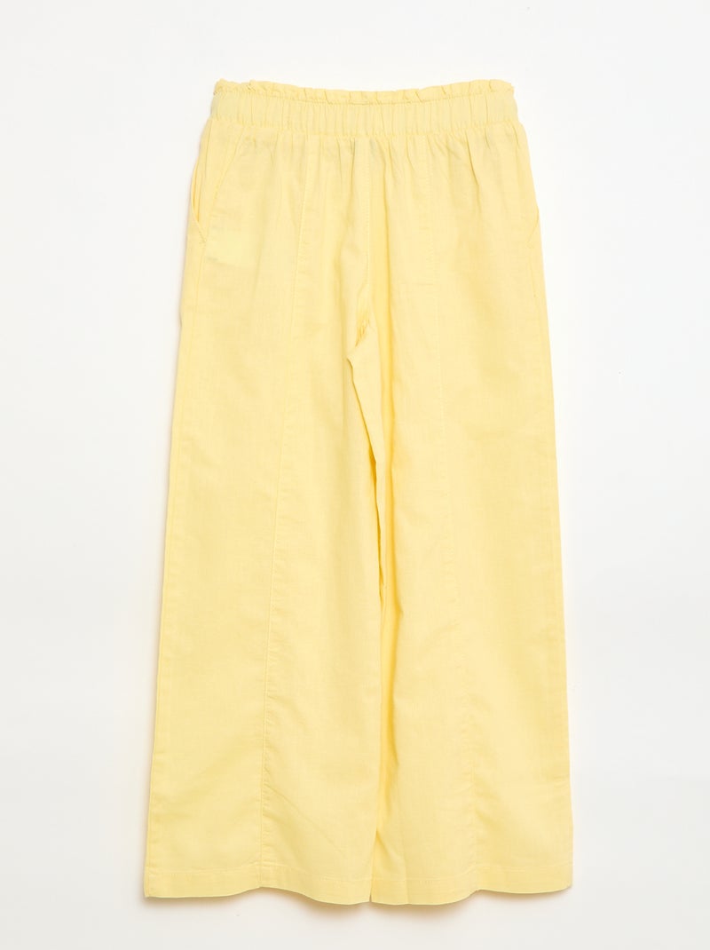 Wide leg katoenen broek Geel - Kiabi