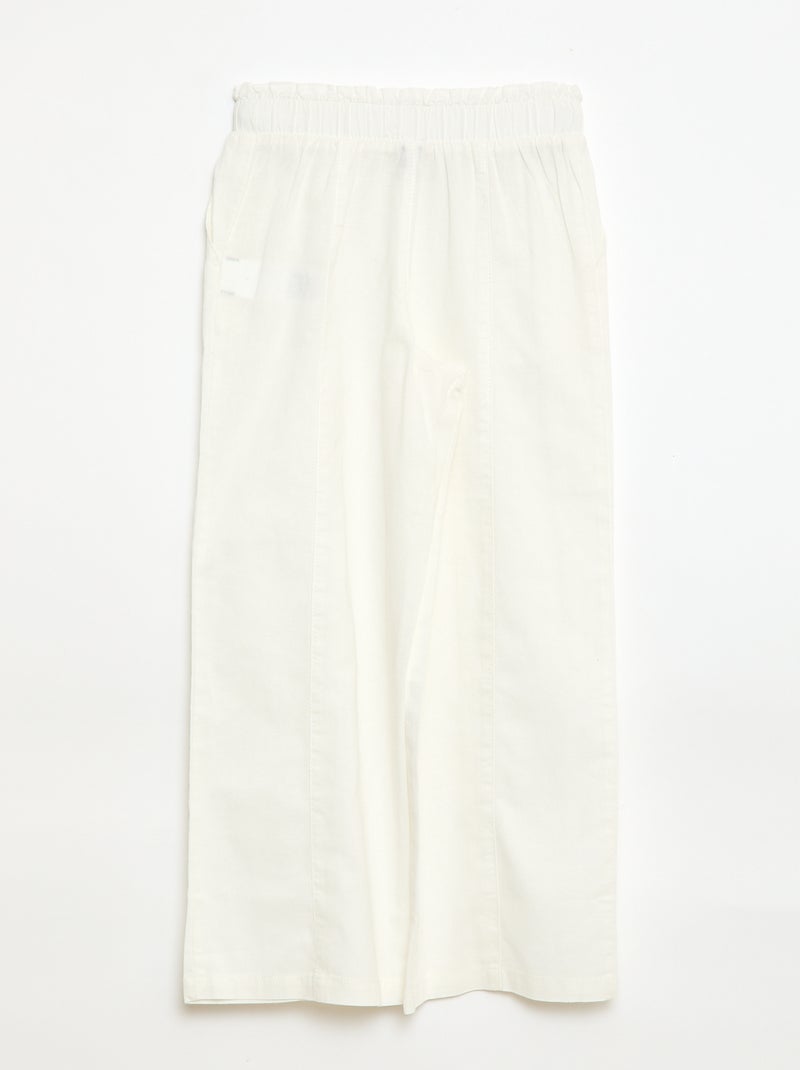 Wide leg katoenen broek Wit - Kiabi