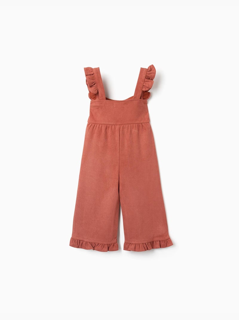 Wide leg tuinbroek met ruches Bruin - Kiabi