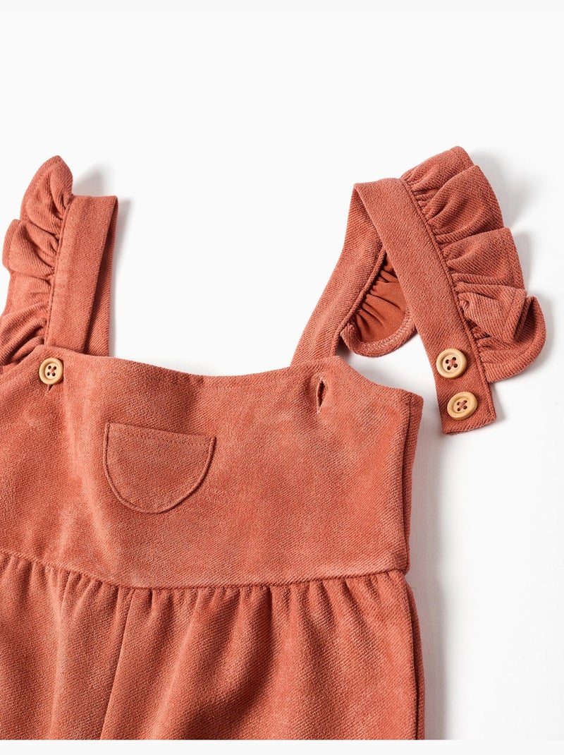 Wide leg tuinbroek met ruches Bruin - Kiabi