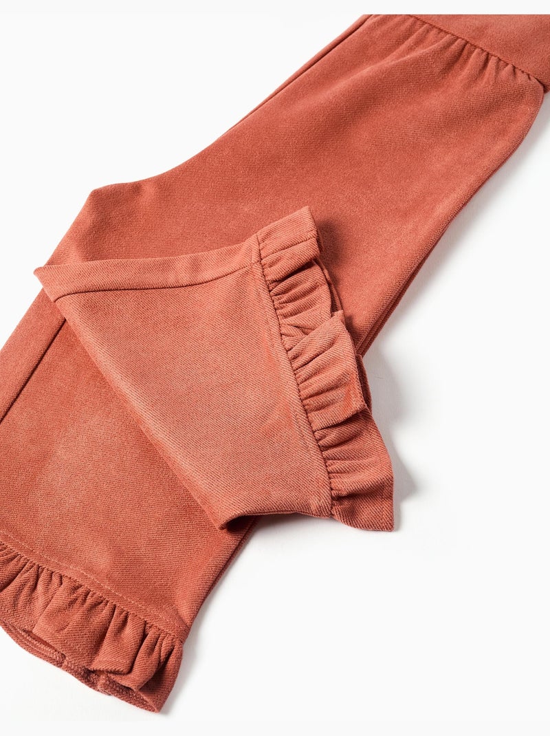 Wide leg tuinbroek met ruches Bruin - Kiabi