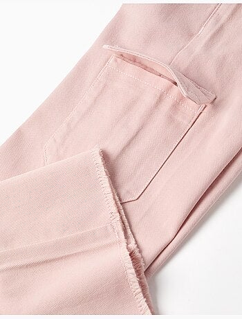 Wide leg twill broek met cargozakken