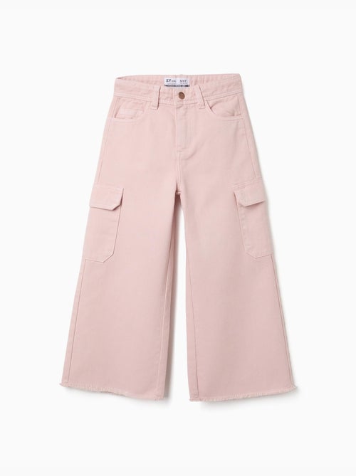 Wide leg twill broek met cargozakken - Kiabi Wide leg twill broek met cargozakken - Kiabi