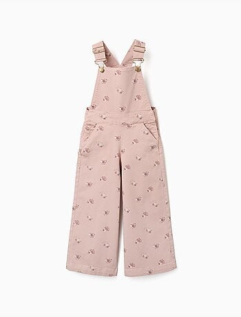 Wide leg twill tuinbroek met bloemenpatroon