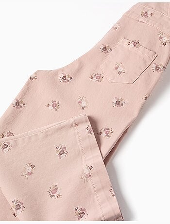 Wide leg twill tuinbroek met bloemenpatroon