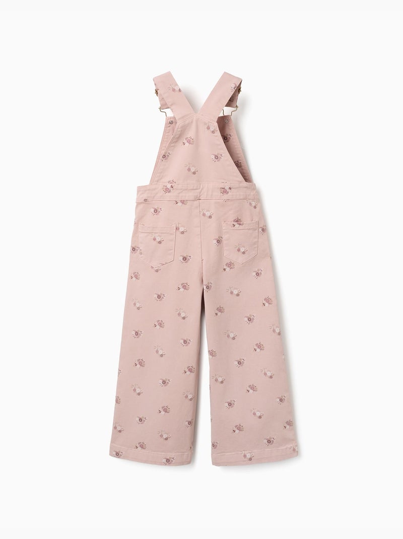 Wide leg twill tuinbroek met bloemenpatroon Lichtroze - Kiabi