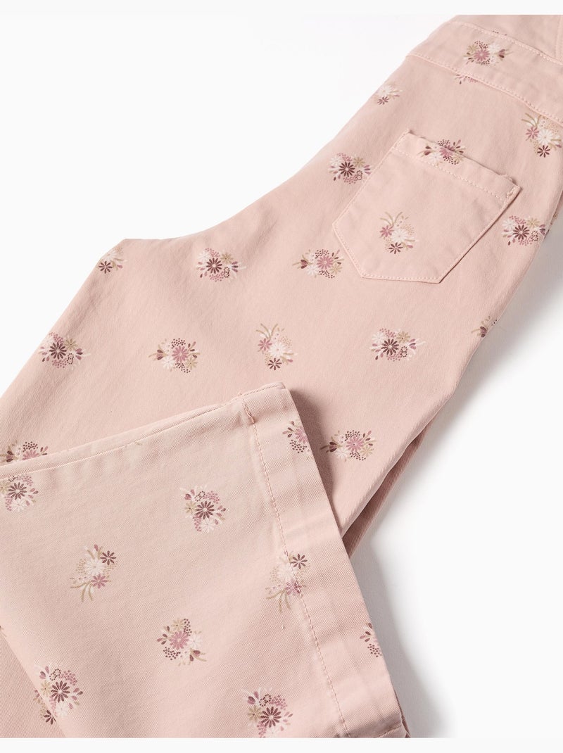 Wide leg twill tuinbroek met bloemenpatroon Lichtroze - Kiabi