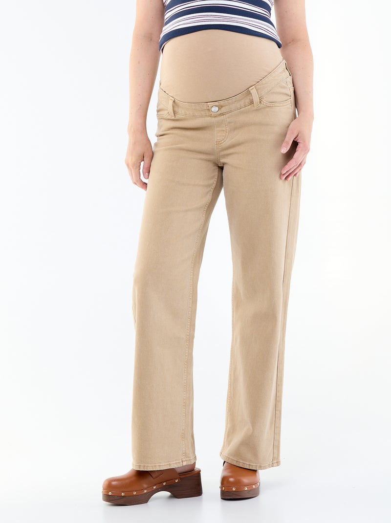 Wide leg-zwangerschapsbroek Biege - Kiabi