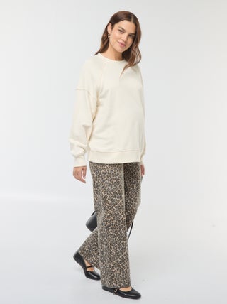 Wide leg zwangerschapsbroek met luipaardprint