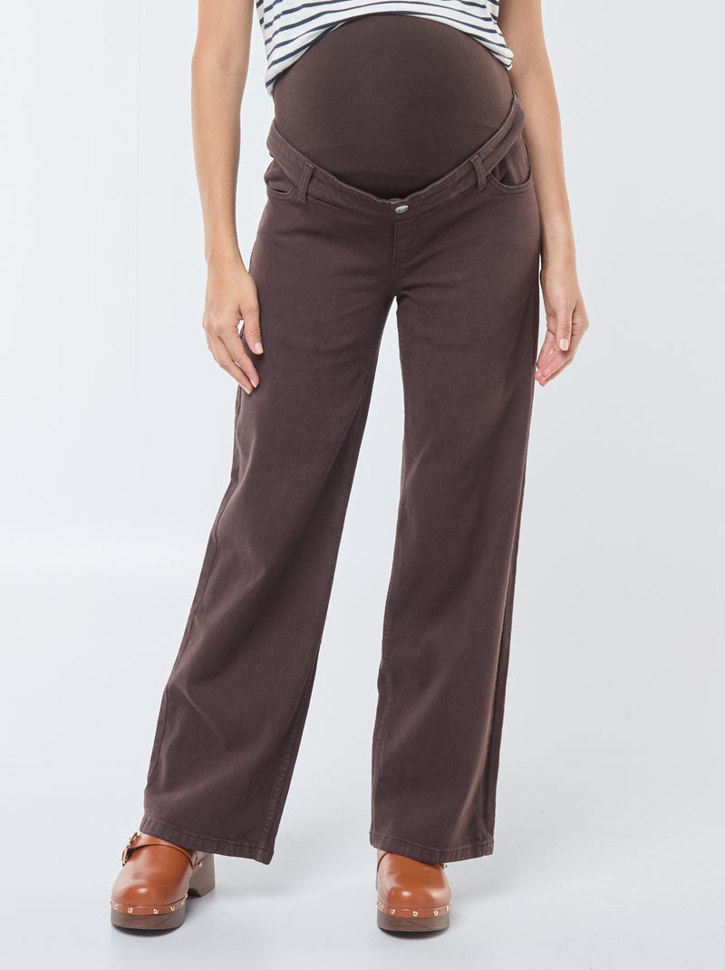 Wide leg zwangerschapsbroek met luipaardprint bruin - Kiabi