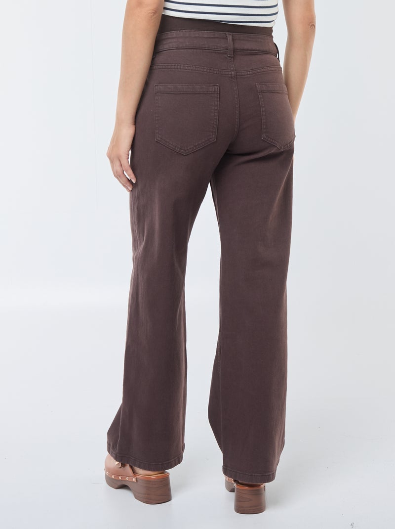 Wide leg zwangerschapsbroek met luipaardprint bruin - Kiabi