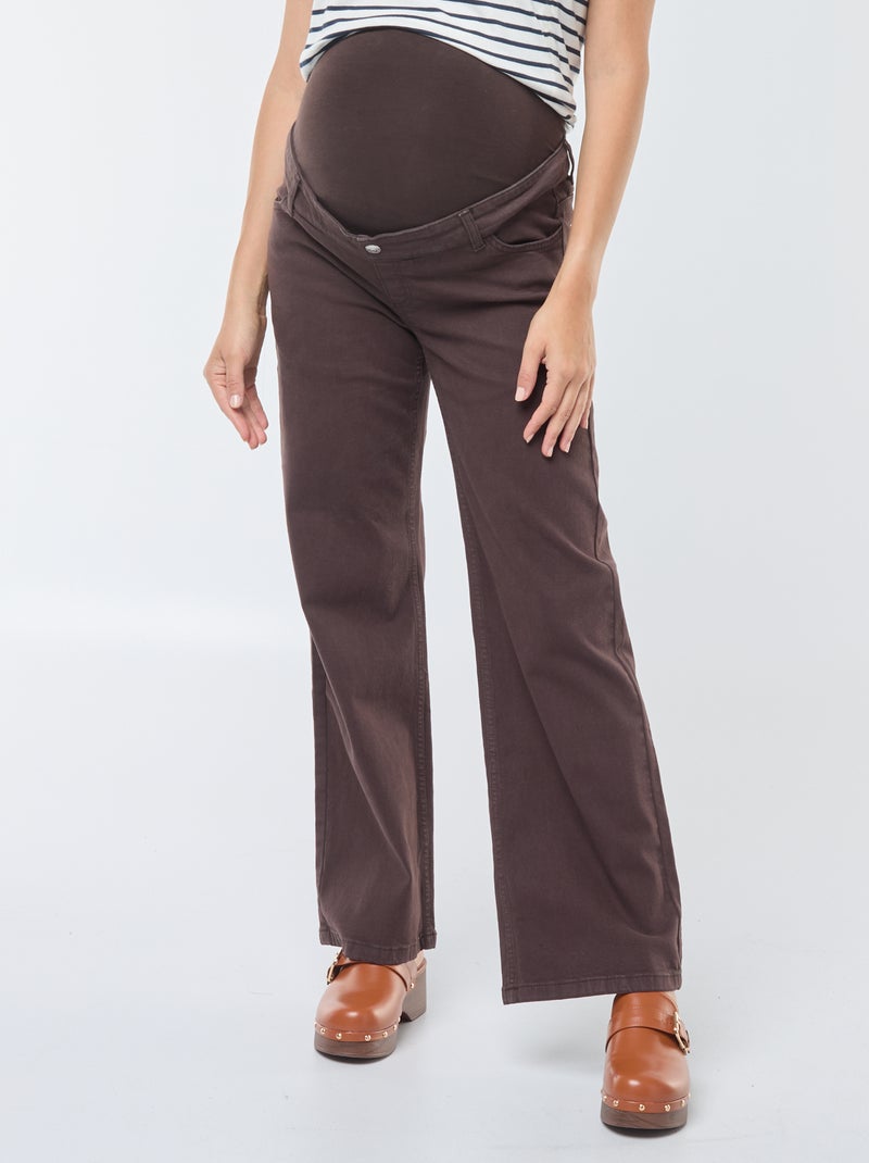 Wide leg zwangerschapsbroek met luipaardprint bruin - Kiabi