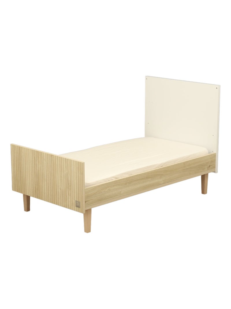 Wieg beddengoed 140x70 - little big bed op houten poten Wit Bruin - Kiabi