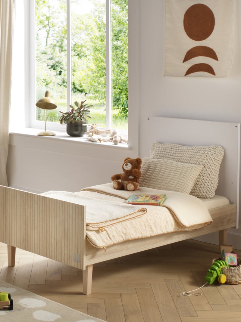 Wieg beddengoed 140x70 - little big bed op houten poten Wit Bruin - Kiabi