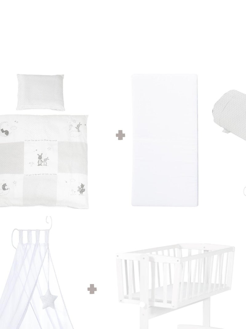 Wieg met complete beddengoedset met konijnenprint 'fox & bunny' roba Wit - Kiabi