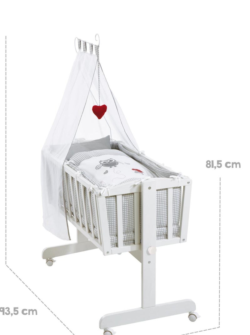 Wieg met complete beddengoedset met print 'Adam & Eule' ROBA Wit - Kiabi