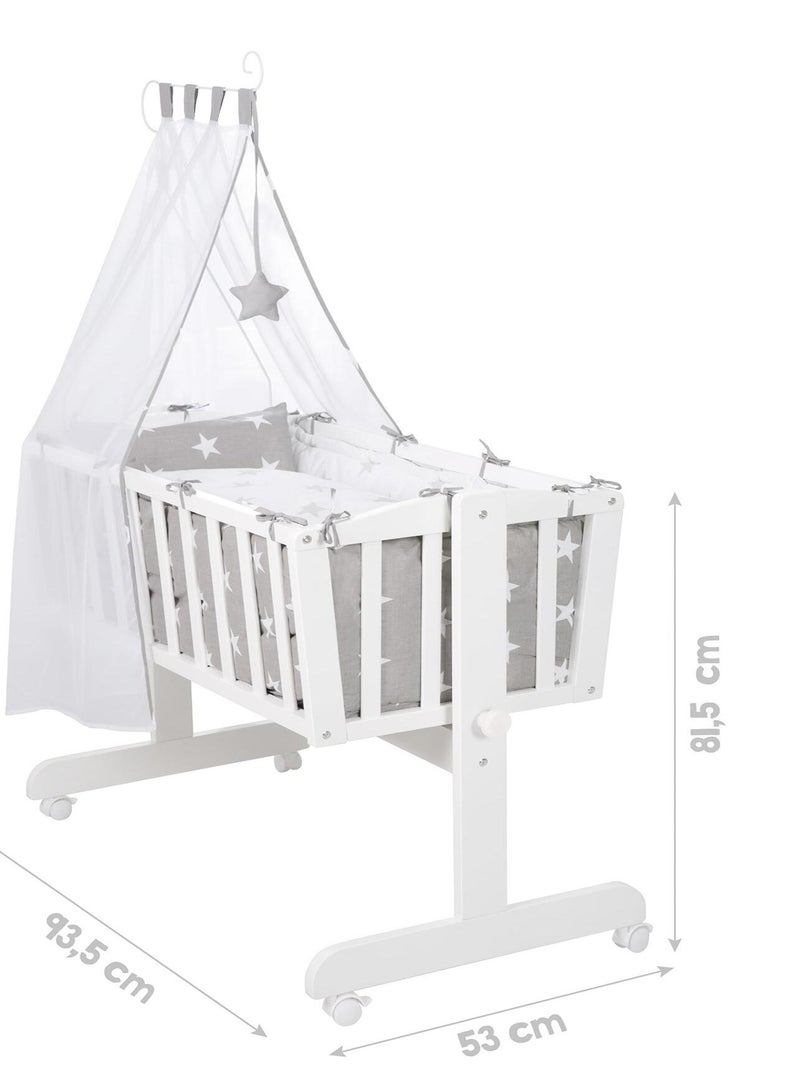 Wieg met complete beddengoedset met sterrenprint - ROBA 'Little Stars' Wit - Kiabi