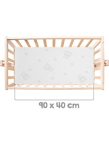 Wieg van biologisch beukenhout met complete beddengoedset met uilenprint 'Adam et Eule' ROBA
