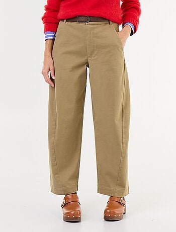 Wijd barrel-model pantalon met imitatielederen riem