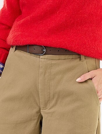 Wijd barrel-model pantalon met imitatielederen riem
