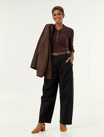 Wijd barrel-model pantalon met imitatielederen riem