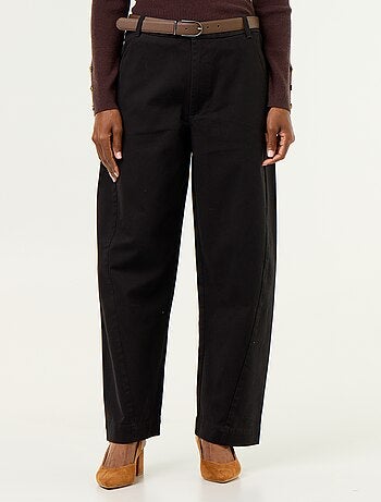 Wijd barrel-model pantalon met imitatielederen riem
