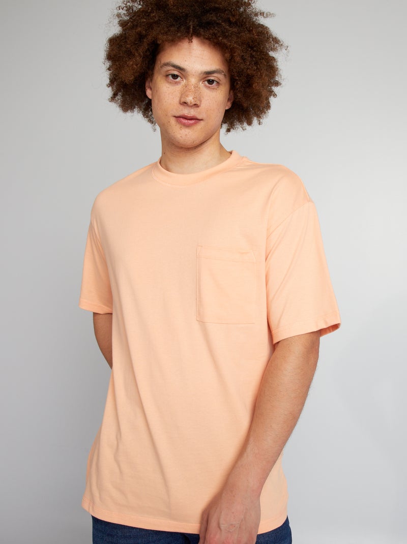 Wijd, effen T-shirt ORANJE - Kiabi