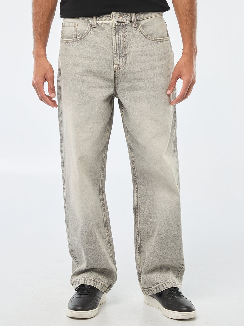 Wijd model / relaxed fit jeans met 5 zakken Grijs - Kiabi