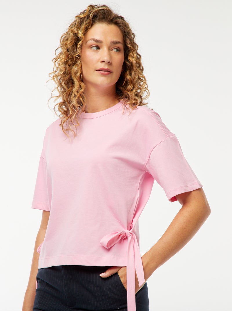 Wijd T-shirt met knopen Rose - Kiabi