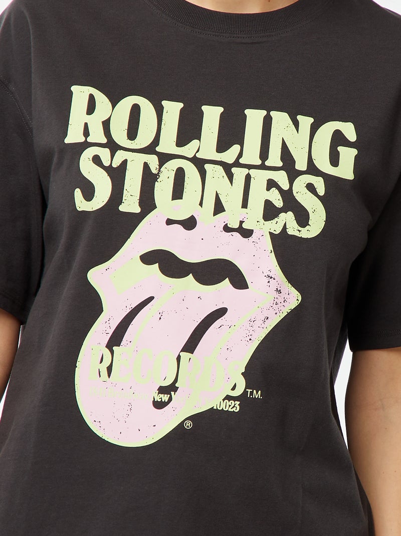 Wijd T-shirt met 'The Rolling Stones'-print ZWART - Kiabi