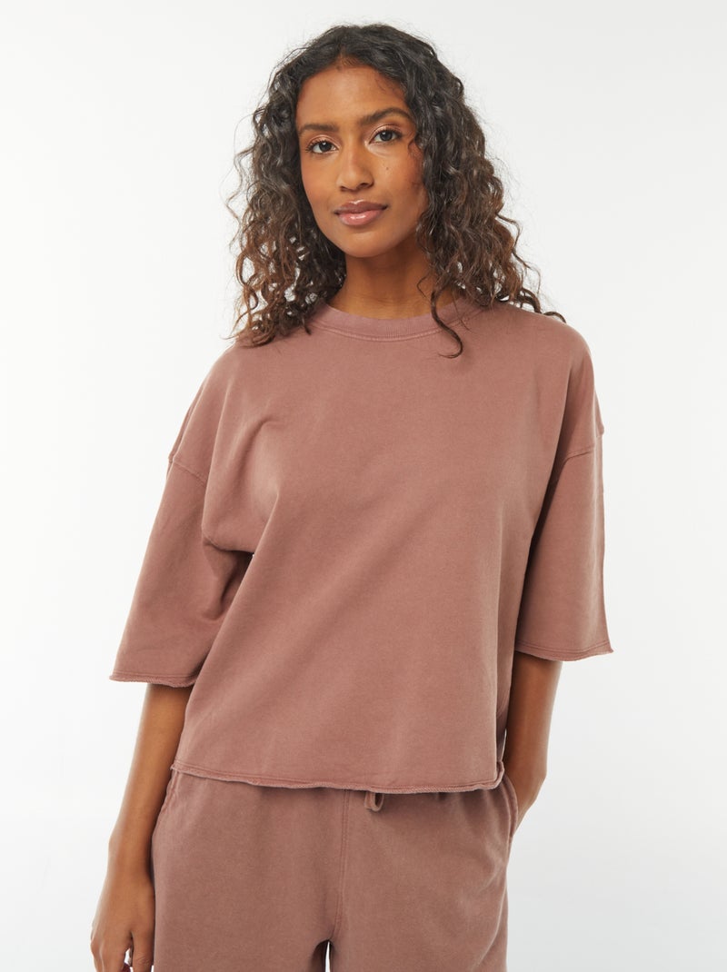 Wijd T-shirt met verwassen effect en korte mouw Rood - Kiabi