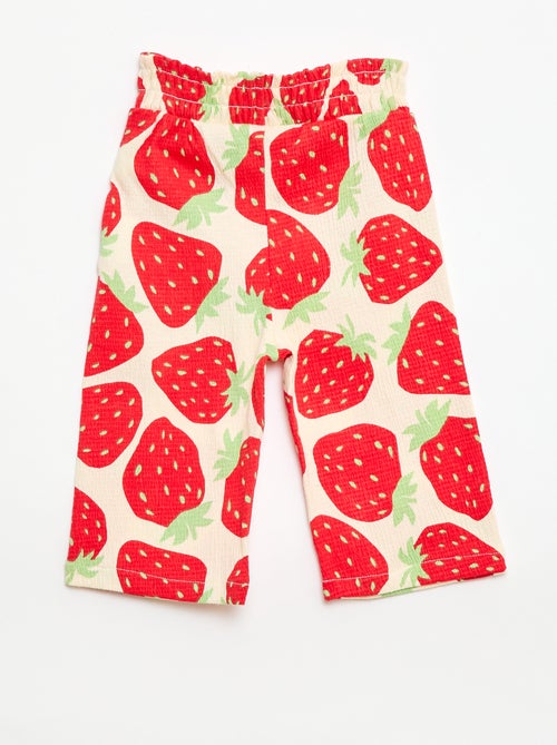 Wijd uitlopende broek met motief - Kiabi