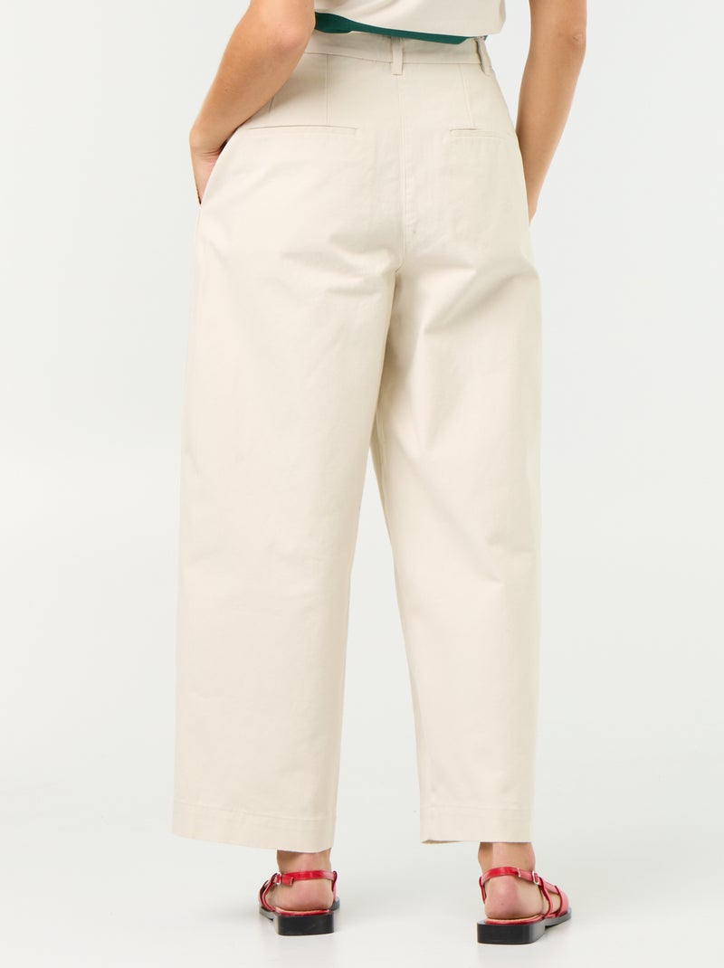 Wijde barrel-fit broek Biege - Kiabi