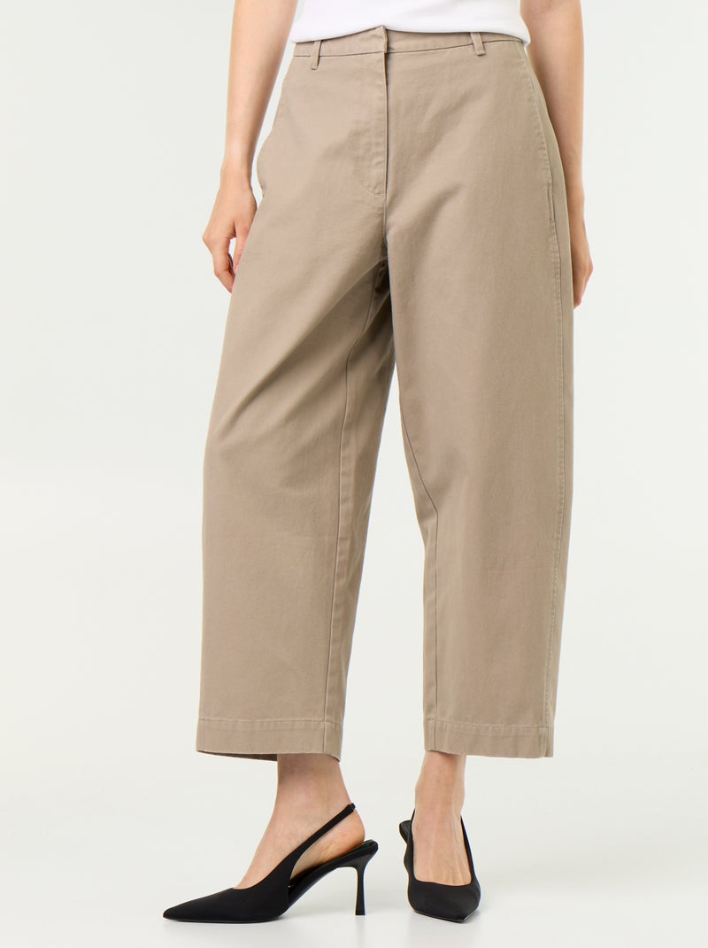 Wijde barrel-fit broek Taupe - Kiabi