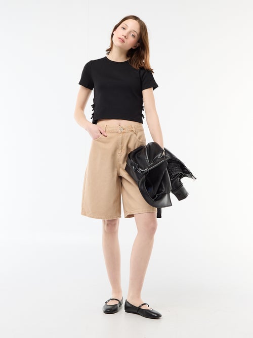 Wijde bermuda van twill - Kiabi