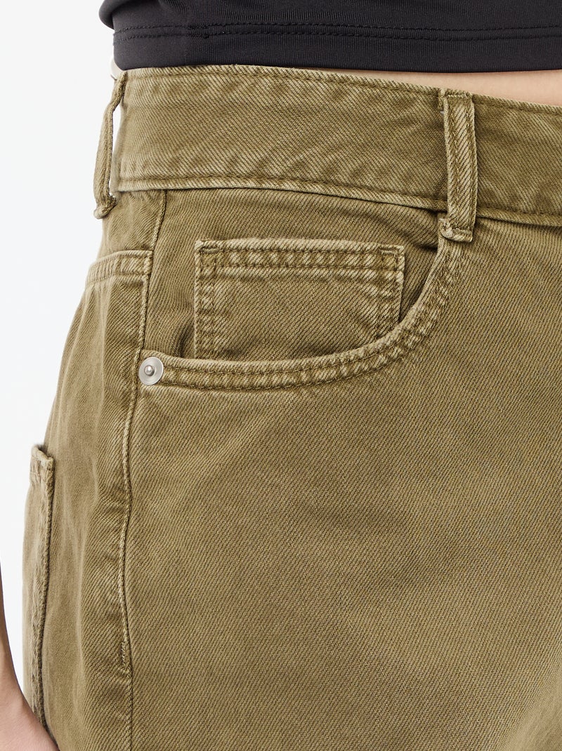 Wijde bermuda van twill Kaki - Kiabi