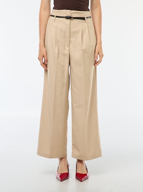 Wijde broek in een chique urban stijl met smalle ceintuur - Kiabi