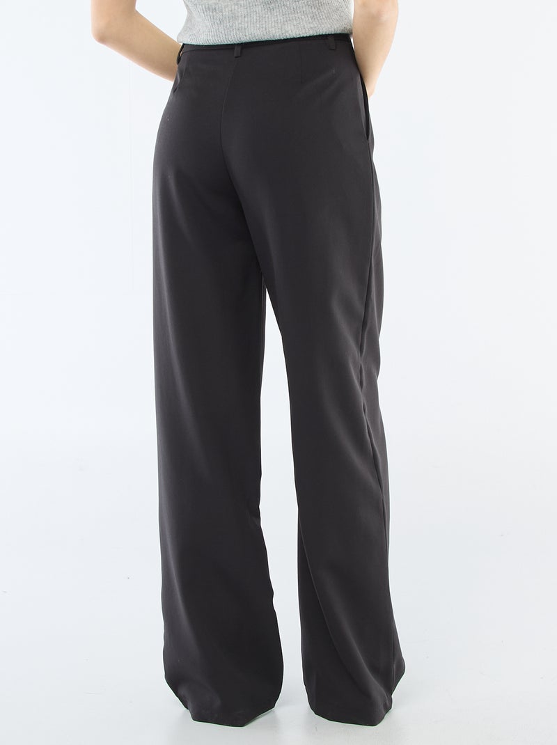 Wijde broek met asymmetrische opening Zwart - Kiabi