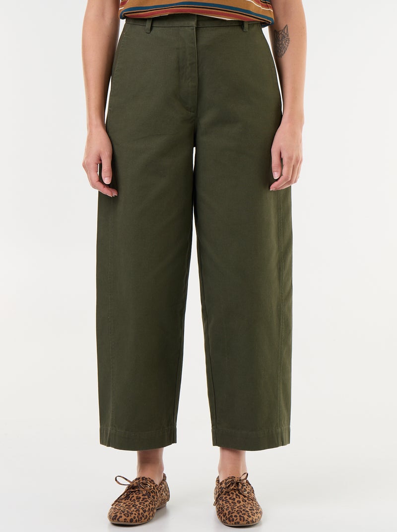 Wijde broek met barrel fit Groen - Kiabi