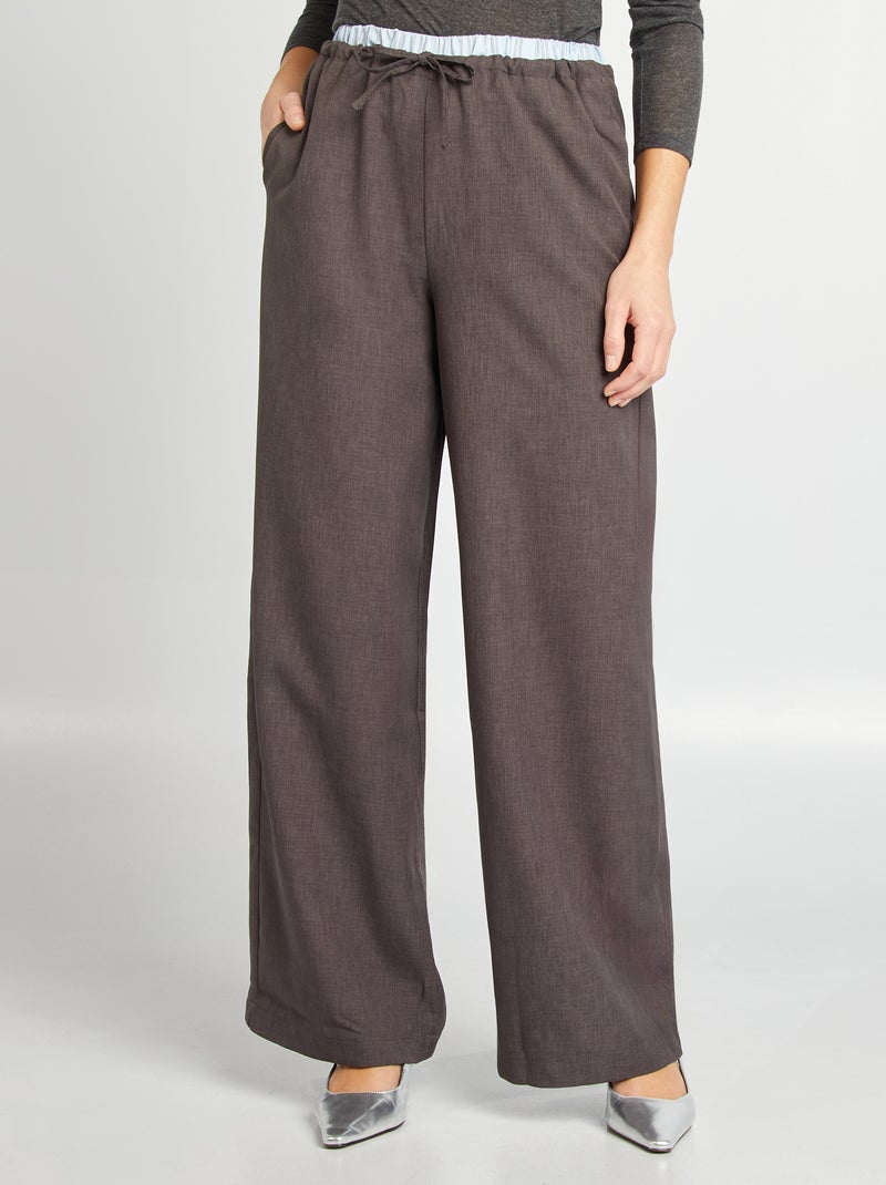 Wijde broek met boxereffect GRIJS - Kiabi