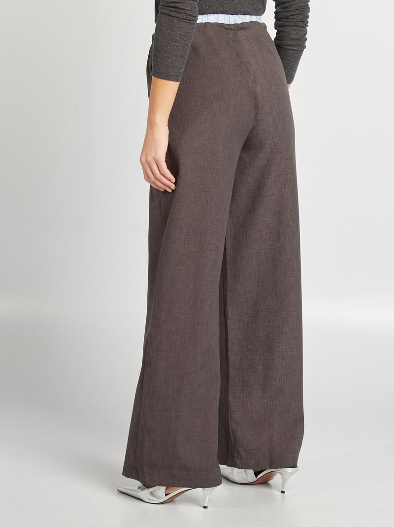 Wijde broek met boxereffect GRIJS - Kiabi