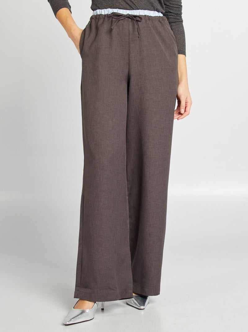 Wijde broek met boxereffect GRIJS - Kiabi