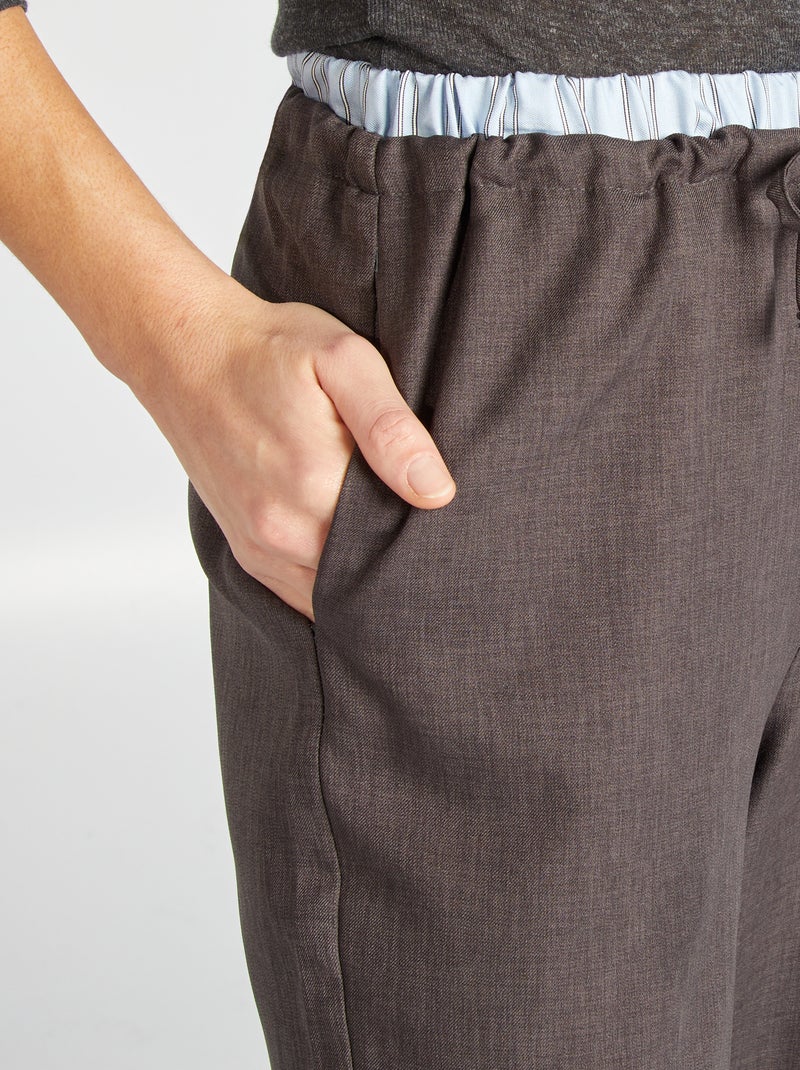 Wijde broek met boxereffect GRIJS - Kiabi
