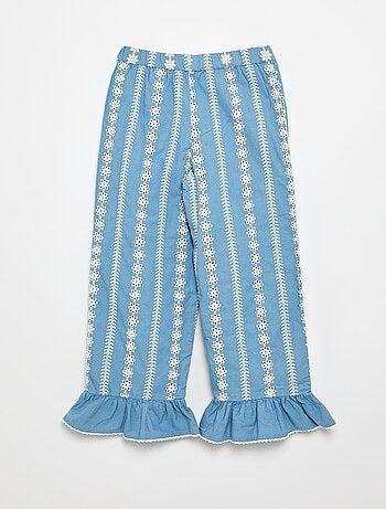 Wijde broek met broderie anglaise