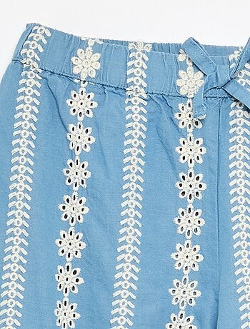 Wijde broek met broderie anglaise