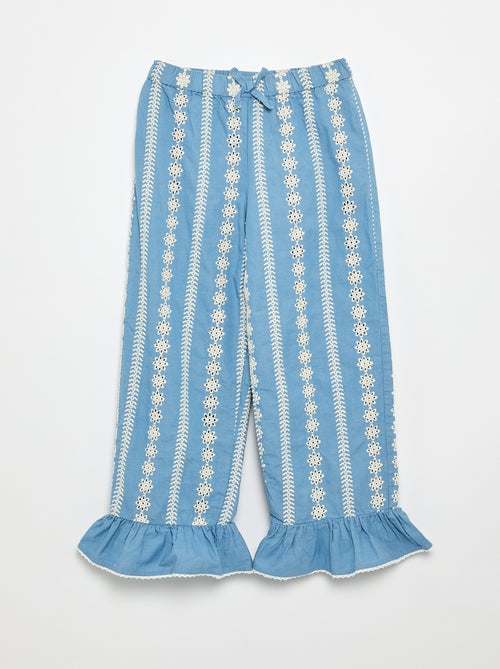Wijde broek met broderie anglaise - Kiabi